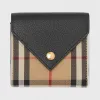 博百利/Burberry Vintage 格纹拼粒纹皮革折叠式钱夹 (黑色) - 女士  80261141