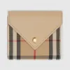 博百利/Burberry Vintage 格纹拼粒纹皮革折叠式钱夹 (浅米色) - 女士  80261151