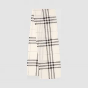 博百利/Burberry 轻盈格纹丝毛混纺围巾 (白色 / 浅灰色)  80264441