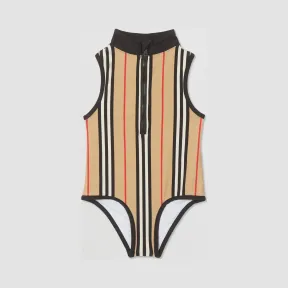 博百利/Burberry 标志性条纹拉链前襟泳衣  P80265121