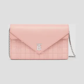 博百利/Burberry 绗缝羔羊皮钱夹（附可拆式链条背带） (胭脂粉红) - 女士  80265781
