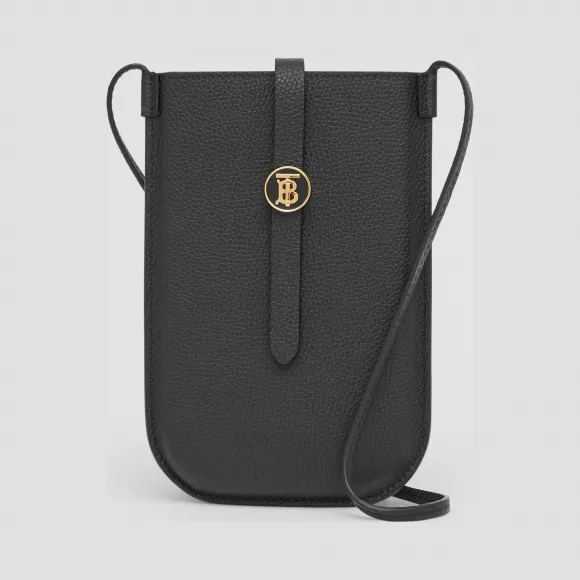 博百利/Burberry 粒纹皮革手机保护套（含背带） (黑色)  80265831