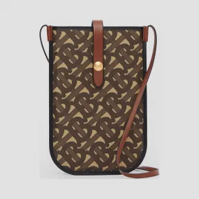 博百利/Burberry 专属标识印花环保帆布手机保护套（含背带） (马勒棕)  80265881