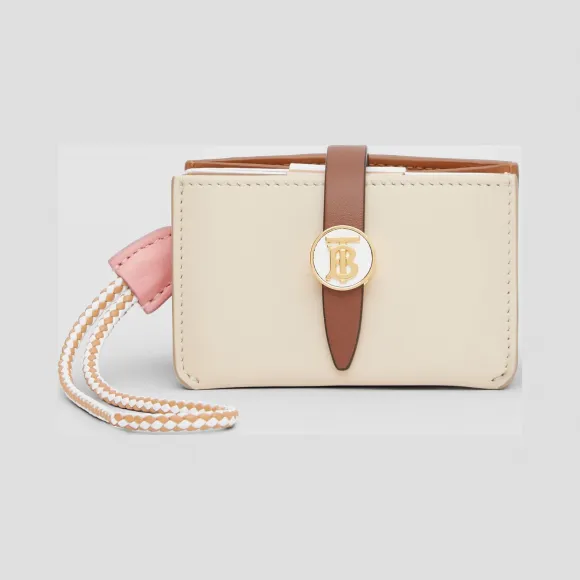 博百利/Burberry 专属标识图案拼色皮革卡片夹 (棕褐色 / 浅铜色 / 牡丹粉) - 女士  80265991