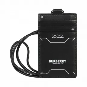 博百利/Burberry 符号印花皮革挂带卡片夹 (黑色)  80267221