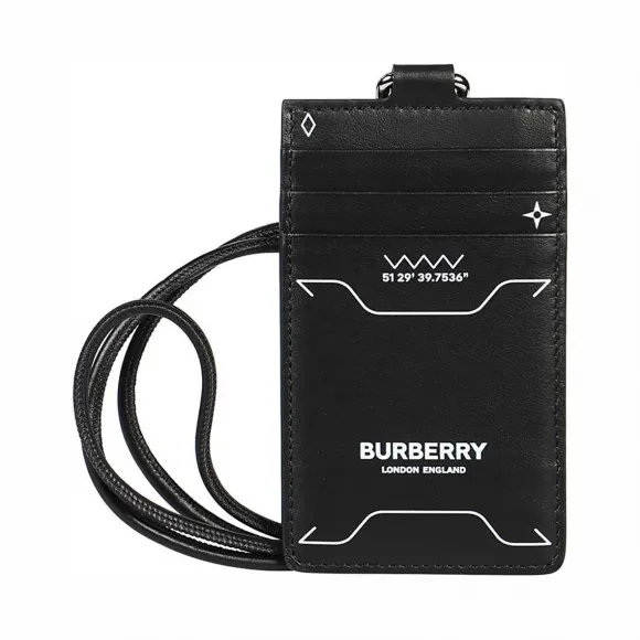 博百利/Burberry 符号印花皮革挂带卡片夹 (黑色)  80267221