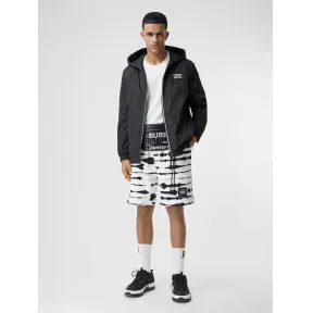 博百利/Burberry 徽标装饰 ECONYL® 轻盈连帽外套 (黑色) - 男士  80270981