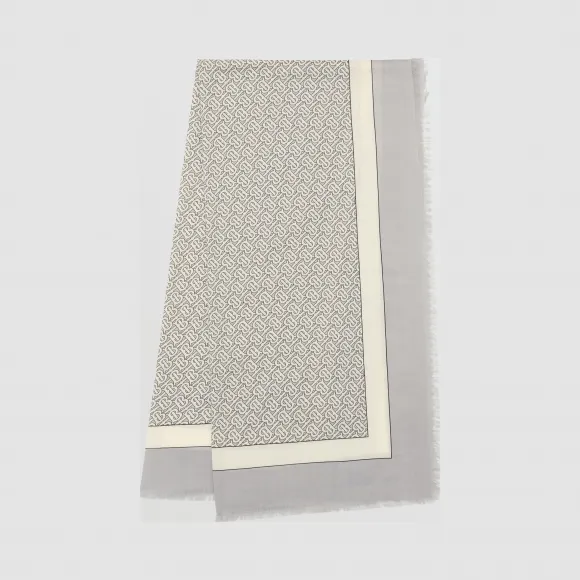 博百利/Burberry 专属标识印花轻盈羊绒围巾 (浅砾石灰)  80272201