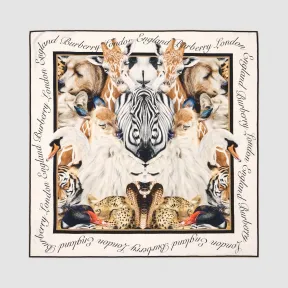 博百利/Burberry 动物印花丝质方巾 (驼色)  80273621