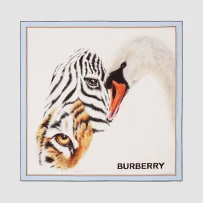 博百利/Burberry 动物印花丝质方巾 (浅蓝色)  80275581