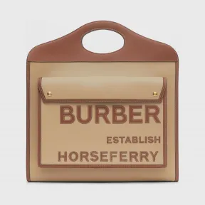 博百利/Burberry 大号 Horseferry 嵌花皮革口袋包 (蜜色) - 女士  80280281