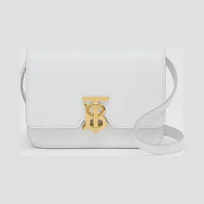 博百利/Burberry TB 迷你专属标识皮革锁扣包 (光白色) - 女士  80284351