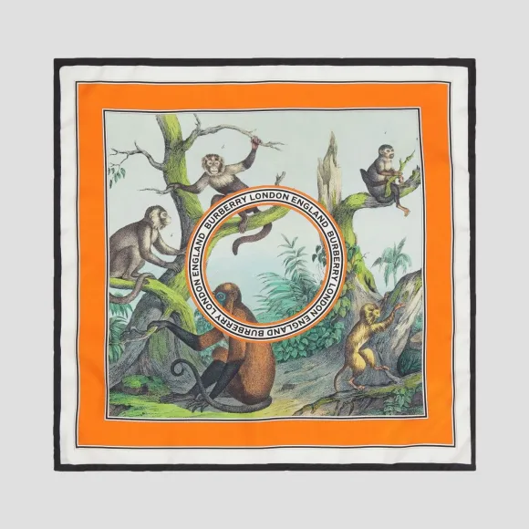 博百利/Burberry 小号猴子印花丝质方巾 (浅欧泊绿)  80289891