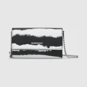 博百利/Burberry 小号水彩印花钱夹（含可拆式背带） (黑色 / 白色)  80295891