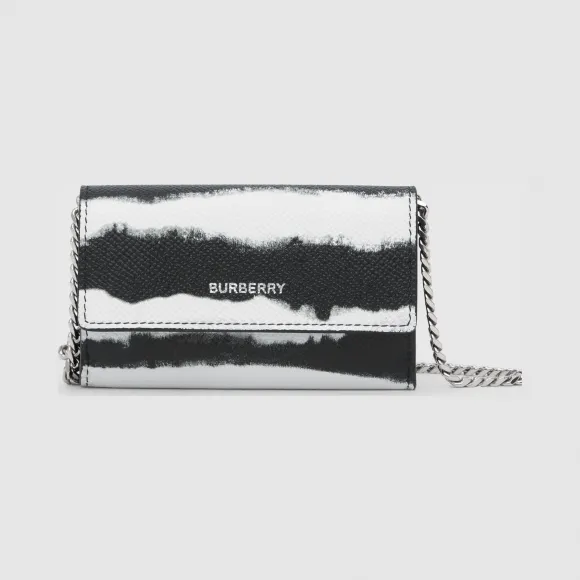 博百利/Burberry 小号水彩印花钱夹（含可拆式背带） (黑色 / 白色)  80295891