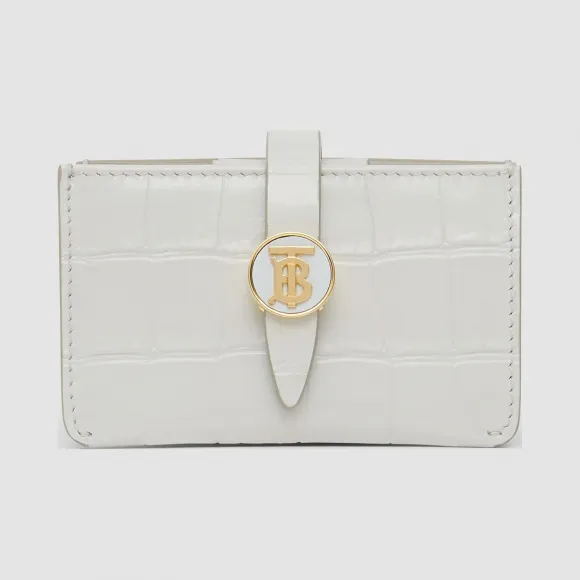 博百利/Burberry 专属标识图案压花皮革卡片夹 (浅砾石灰) - 女士  80296381