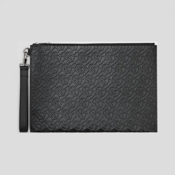 博百利/Burberry 男士 大号专属标识皮革拉链收纳袋  80304001