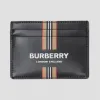 博百利/Burberry 男士 徽标拼标志性条纹印花涂层帆布卡片夹  80305261
