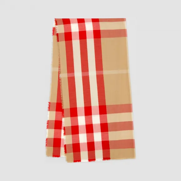 博百利/Burberry 女士 轻盈格纹羊绒围巾  80306301