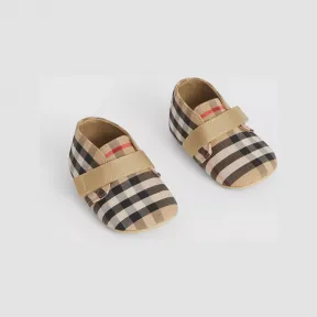 博百利/Burberry Vintage 格纹棉质短靴 (典藏米色) - 儿童 80310771