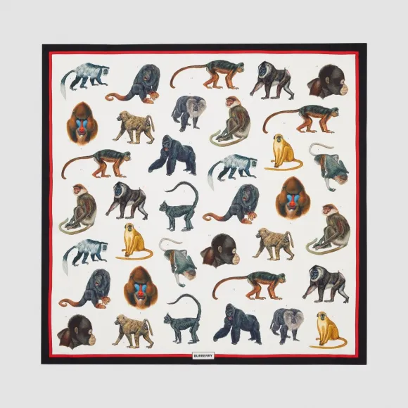 博百利/Burberry 女士 猴子印花丝质方巾  80315741