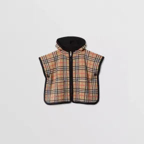 博百利/Burberry 格纹提花羊毛连帽斗篷 (典藏米色) - 儿童 80316061