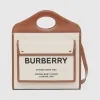 博百利/Burberry 女士 中号双色帆布拼皮革口袋包  80317451