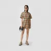 博百利/Burberry 女士 Vintage 格纹斑马装饰棉质斜纹衬衫式连衣裙  80321541