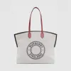 博百利/Burberry 女士 Society – 大号徽标图案棉质帆布赛尔迪托特包  80321681