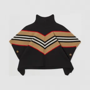 博百利/Burberry 儿童 标志性条纹裁片羊毛混纺斗篷  80349821