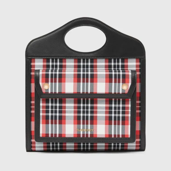 博百利/Burberry 女士 迷你苏格兰格纹尼龙拼皮革口袋包  80358411
