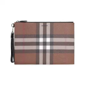 博百利/Burberry 多色 大号格纹 E 帆布拉链袋 80366731