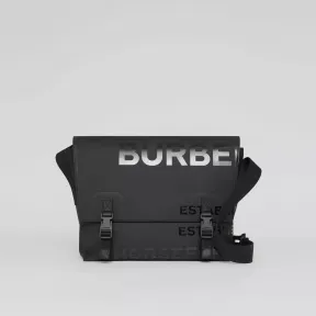 博百利/Burberry Horseferry 印花涂层帆布信使包 (黑色) - 男士 80367521