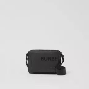 博百利/Burberry Horseferry 印花棉质涂层帆布斜背包 (黑色) - 男士 80437101