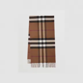 博百利/Burberry 格纹羊绒大号围巾 (桦木棕) 80453361