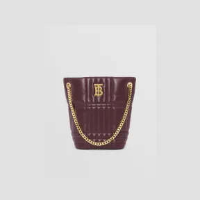 博百利/Burberry Lola – 小号绗缝羔羊皮萝纳水桶包 (深栗色) - 女士 80462341