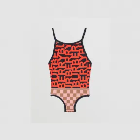 博百利/Burberry 蒙太奇印花弹力尼龙泳衣 (朱红色) 80478101