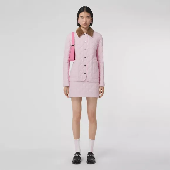 博百利/Burberry 菱形绗缝尼龙拼棉质短裙 (浅糖果粉) - 女士 80488071