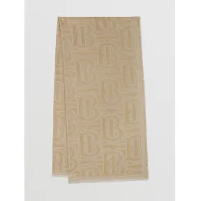 博百利/Burberry 专属标识图案丝毛混纺轻盈提花围巾 (典藏米色) 80490201