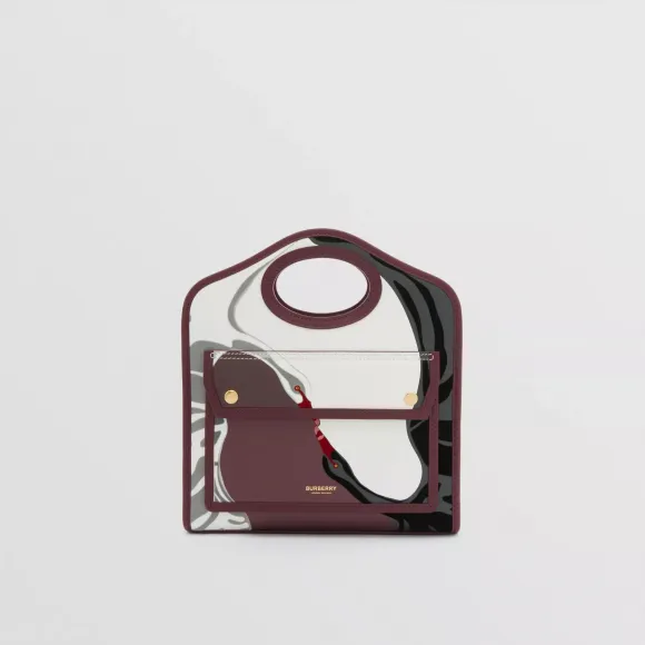 博百利/Burberry 迷你天鹅图案皮革口袋包 (黑色 / 白色) - 女士 80491781