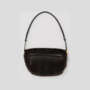 博百利/Burberry Olympia – 人造皮草拼皮革埃伦匹亚包 (深棕色) - 女士 80505991