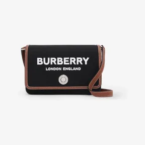 博百利/Burberry 功能性棉质拼皮革迷你 Note 包 (黑色) 80551811