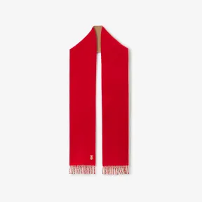 博百利/Burberry 双面两用专属标识羊绒围巾 (亮红色 / 驼色) 80600961