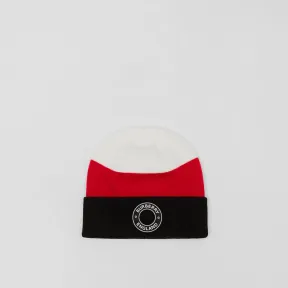 博百利/Burberry 徽标贴花羊毛混纺毛线帽 (象牙色) 80610191