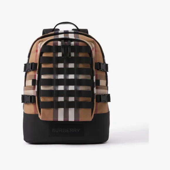 博百利/Burberry 格纹棉质 Jack 双肩包 (桦木棕) 80613111