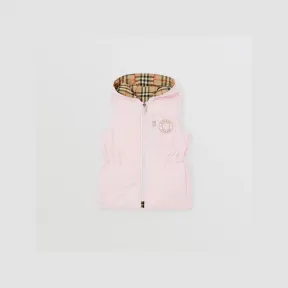 博百利/Burberry 淡糖果粉色徽标图案尼龙双面连帽马甲 80617251