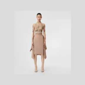 博百利/Burberry 褶裥裁片羊毛苏格兰裙 (暖黄褐色) 80619141