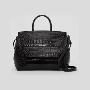 博百利/Burberry Catherine - 压花皮革中号手提包 (黑色) 80619431