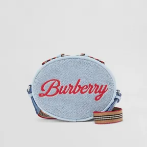博百利/Burberry 速写徽标毛巾布斜背包 (浅蓝色) 80624881
