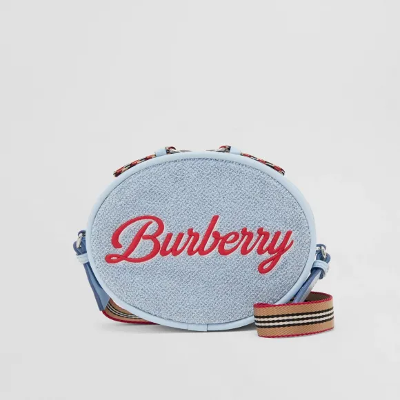 博百利/Burberry 速写徽标毛巾布斜背包 (浅蓝色) 80624881
